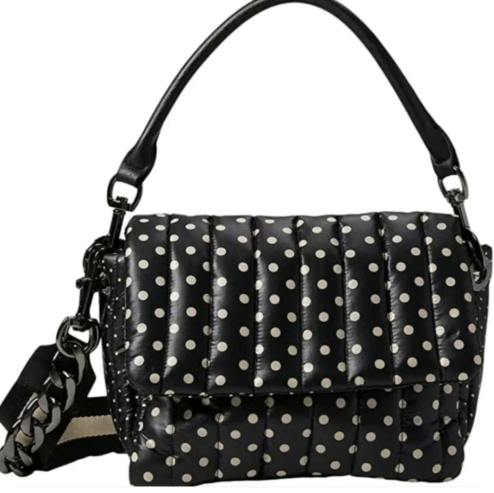 nwt THINK ROYLN Puffy Quilted Chain Polka Dots Shoulder Bag